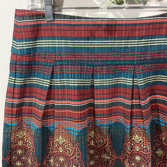 Kenzie Girl Linen Blend Pleated Skirt Pom Pom Hem Detail 5 - Picture 2 of 16